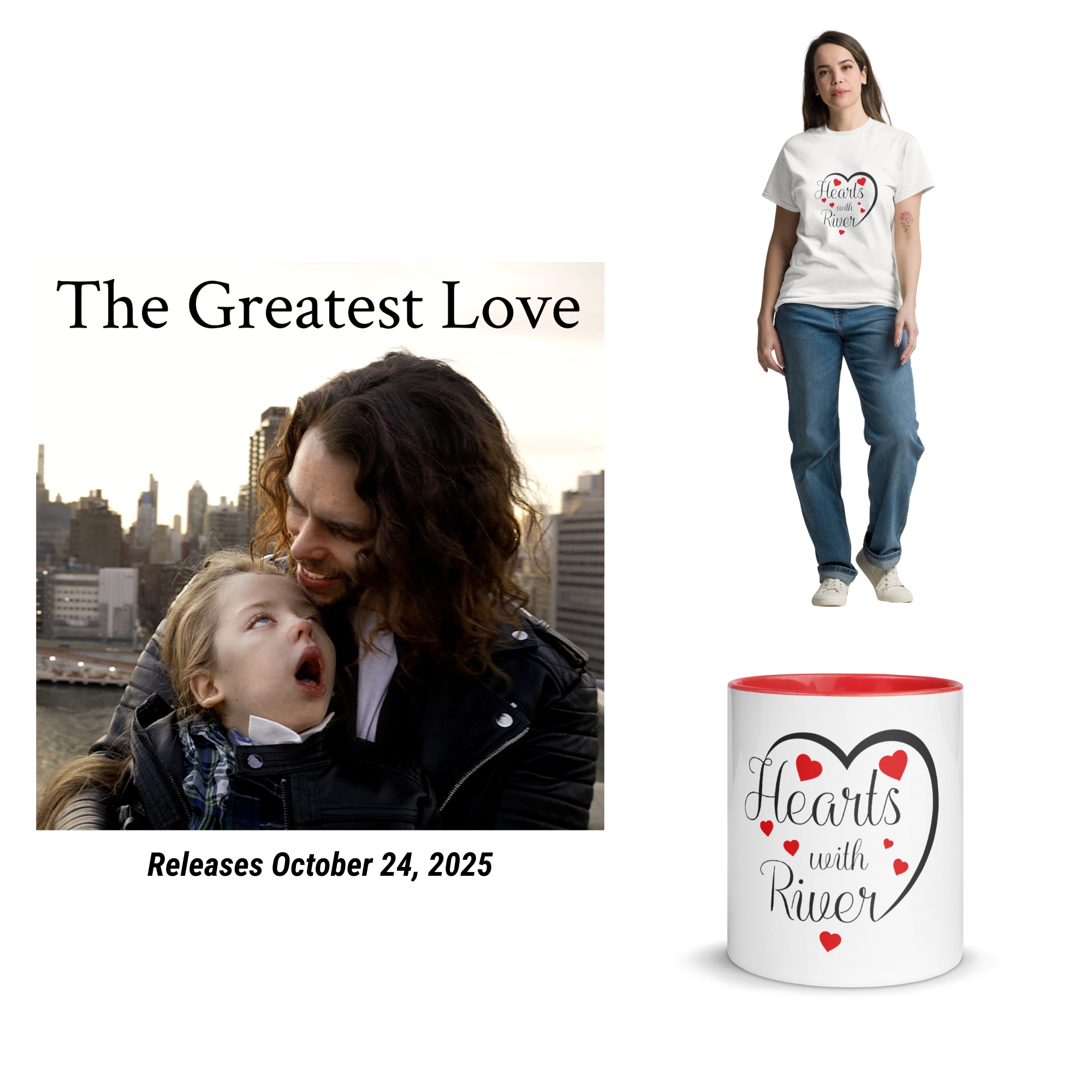 Hearts With River - Women's Crop Hoodie