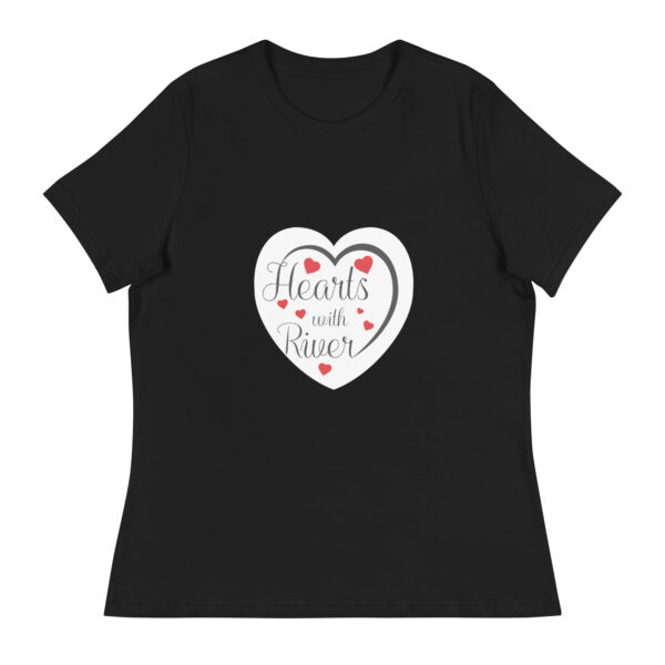 womens-relaxed-t-shirt-black-front-6966afdf06a8a.jpg Hearts With River Logo - Women's Relaxed T-Shirt