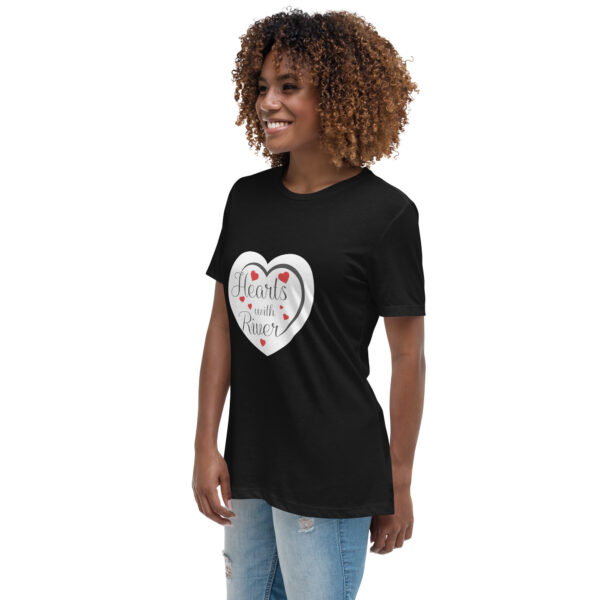 womens-relaxed-t-shirt-black-left-front-6966afdf03a48.jpg Hearts With River Logo - Women's Relaxed T-Shirt