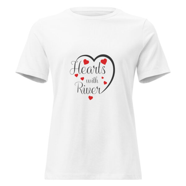 womens-relaxed-t-shirt-white-front-6966afdf04416.jpg Hearts With River Logo - Women's Relaxed T-Shirt