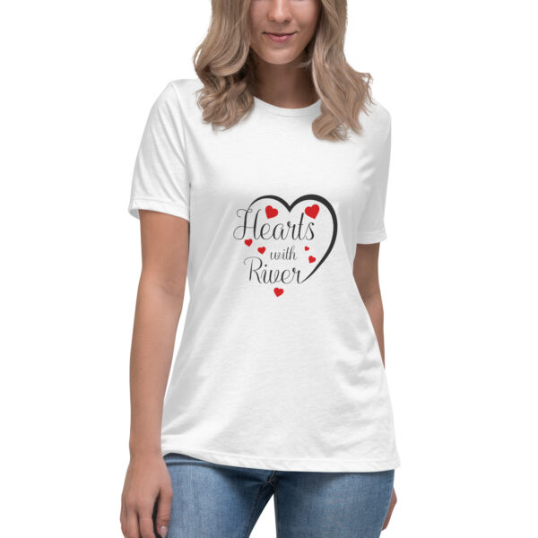 womens-relaxed-t-shirt-white-front-6966afdf061dc.jpg Hearts With River Logo - Women's Relaxed T-Shirt